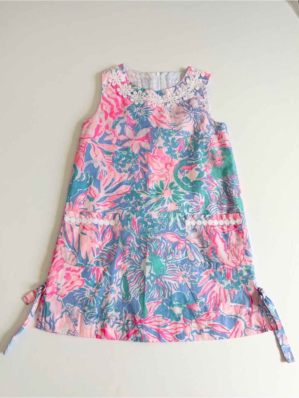 Lilly Pulitzer Girls Classic Shift Dress Pink Blue Size 7